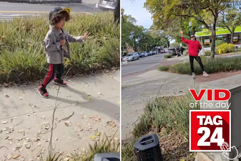 Today's Viral Video of the Day features a little boy who was briefly joined by a dancing stranger while singing on the street!