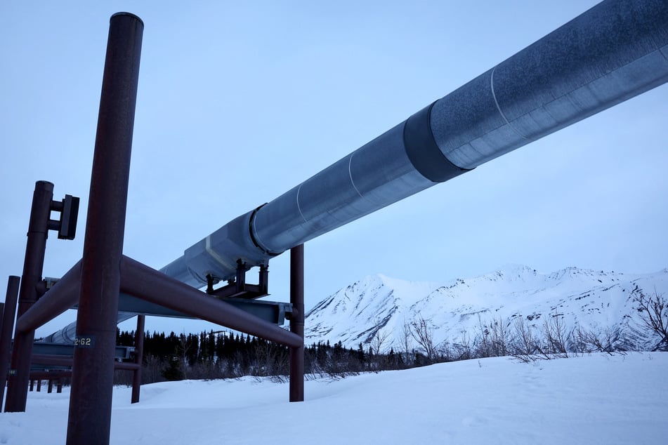 A part of the Trans Alaska Pipeline System is pictured near Delta Junction, Alaska.