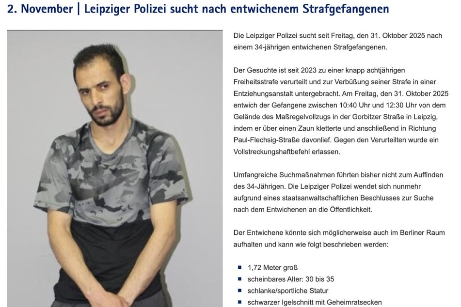 Mit diesem Plakat fahndet die Leipziger Polizei nach Toufik H. (34).