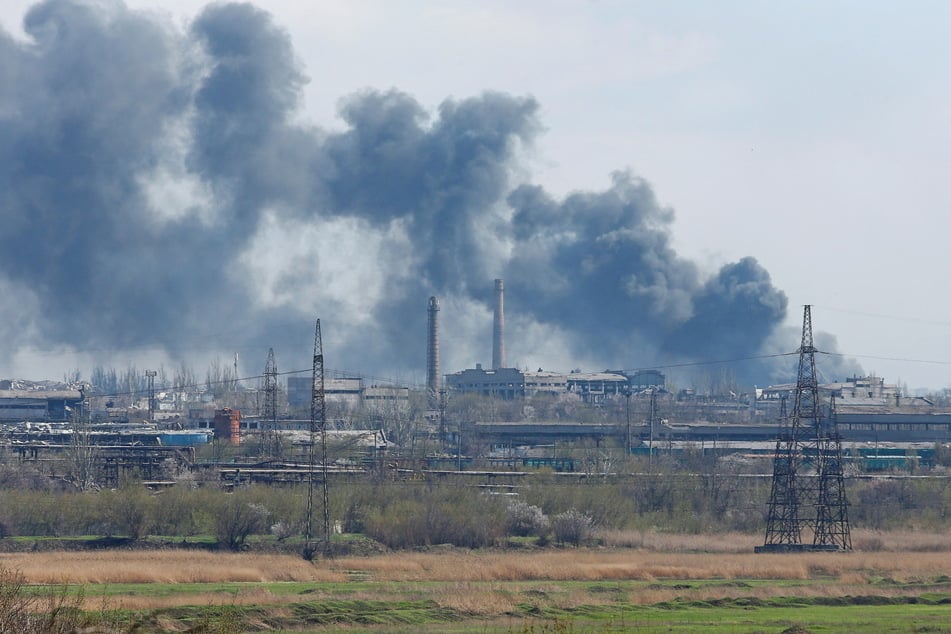 Smoke billowing over the Azovstal steel plant in Mariupol.