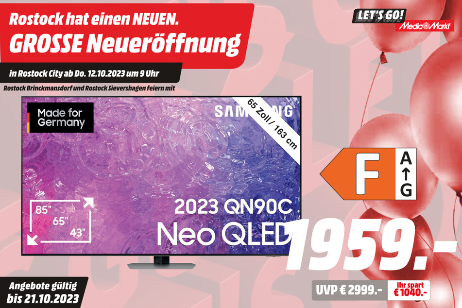 65-Zoll Samsung-Fernseher für 1.959 statt 2.999 Euro.