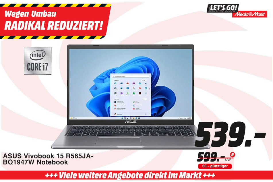 Asus-Notebook für 539 statt 599 Euro.