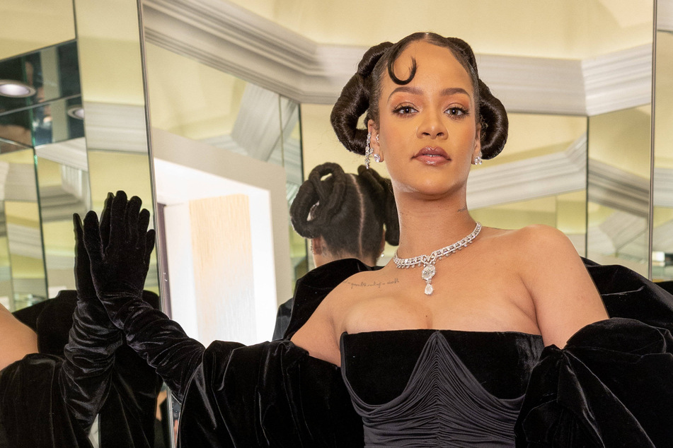 Rihanna donned a glamorous all-black look at the 80th Golden Globes on Tuesday.