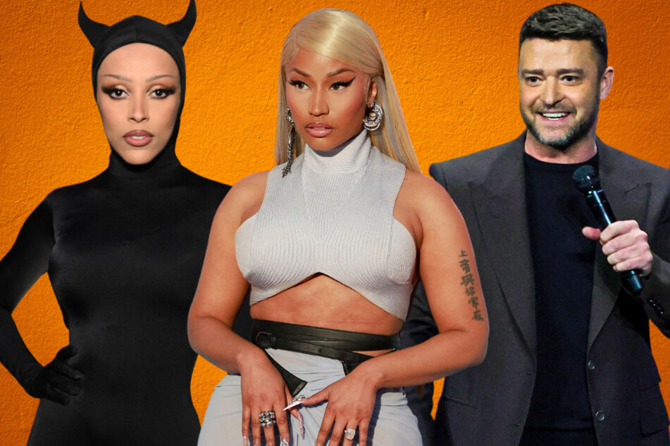 It's a huge week in the music world, as Doja Cat (l,), Nicki Minaj (c.), and Justin Timberlake are dropping new bangers!