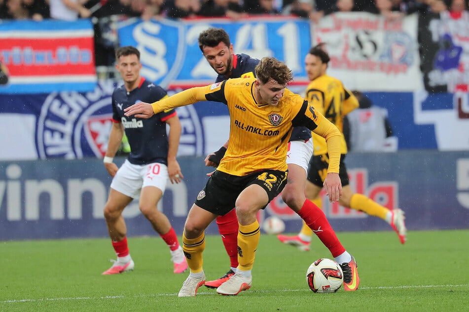 Dynamos Innenverteidiger Friedrich Müller erlebte einen gebrauchten Nachmittag in Kiel.