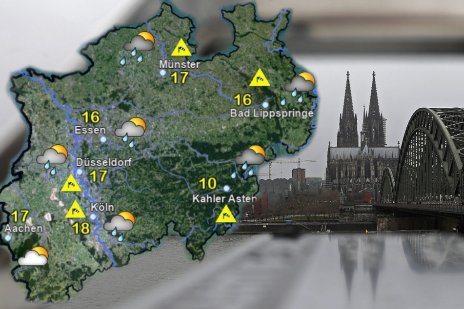 Regen und Wind zum Wochenbeginn. (Fotomontage)