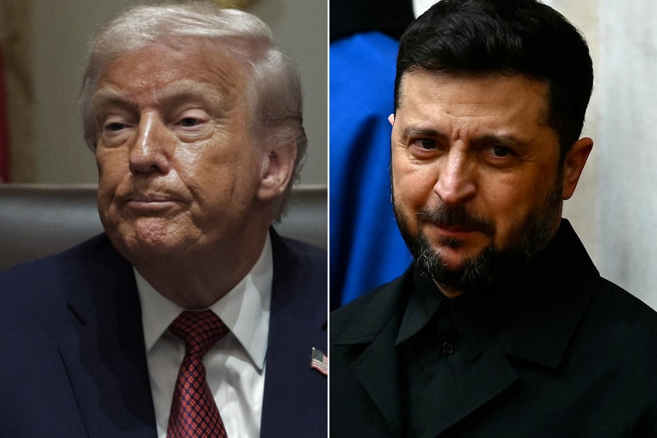 Ukrainian President Volodymyr Zelensky (r.) affirmed he was "ready" to hold elections after his US counterpart Donald Trump accused Kyiv of "using war" to avoid them.