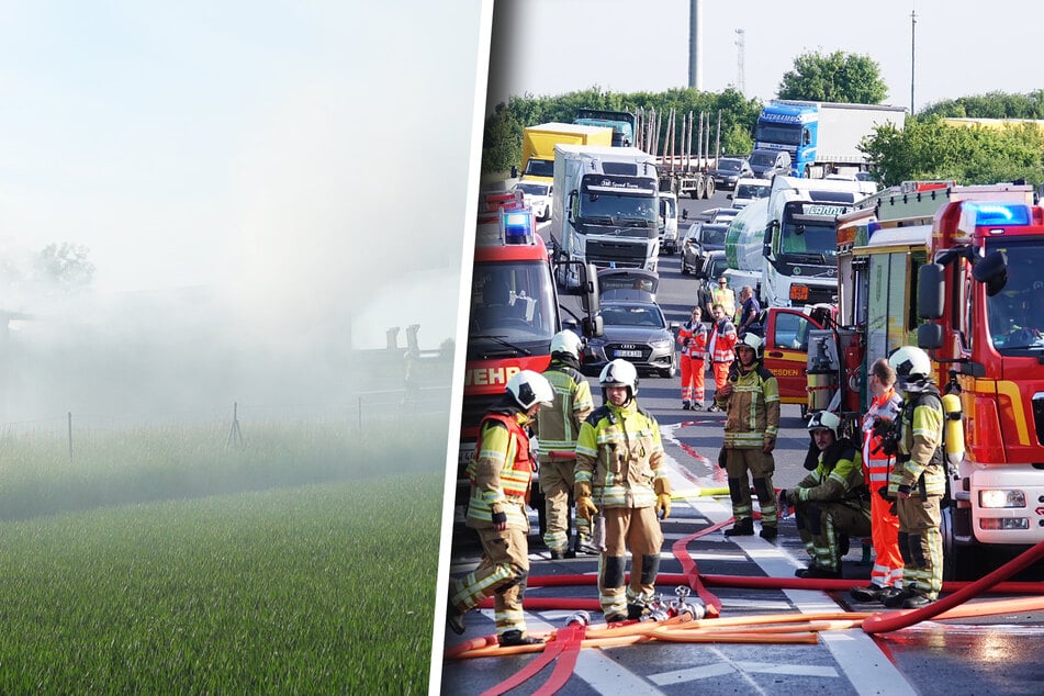 Unfall A17: Riesen-Stau auf A4 und A17 kurz vor Dresden: Feuerwehreinsatz auf Autobahn!