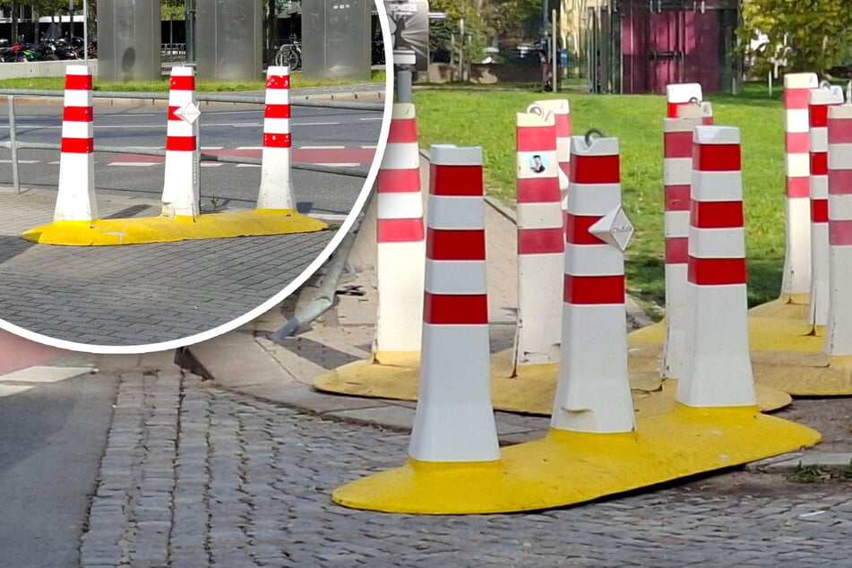 Dresden: Kurioser Anblick am Zwingerteich: Wurden hier etwa Terrorsperren vergessen?