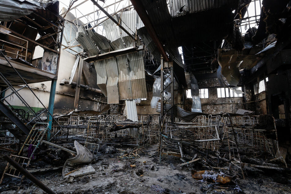 The destroyed barracks in Olenivka, which was housing Ukrainian prisoners of war.