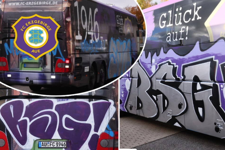 Aue-Bus beschmiert: Fans reagieren noch während des Spiels