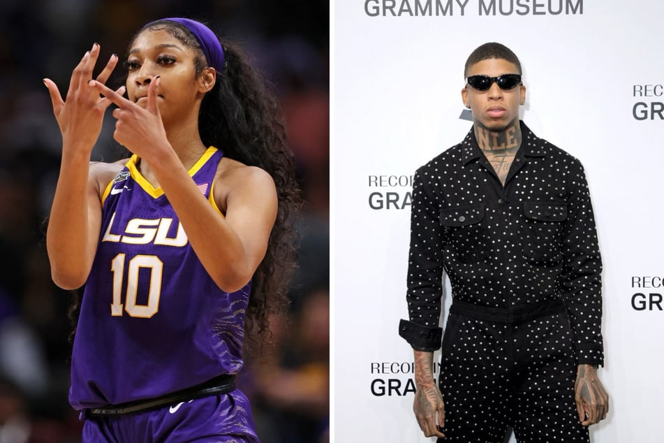 LSU star hooper Angel Reese is one of several celebrity-athletes featured in hip-hop artist NLE Choppa (r.=)'s new music video for his latest single, Champions.