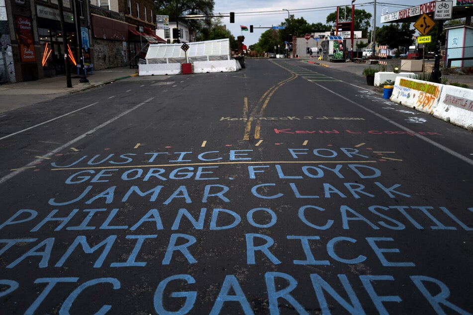 George Floyd Square is pictured as the sun rises on May 25, 2023, in Minneapolis, Minnesota, on the three-year anniversary of his police murder.