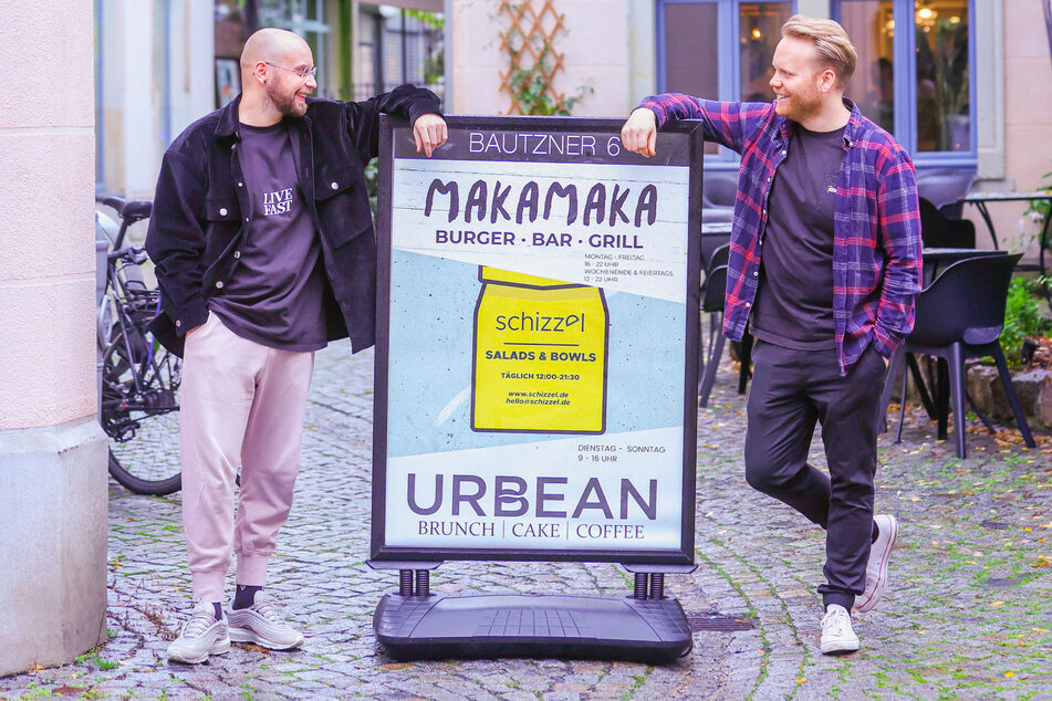 Johannes Rohr (r., 32) und Niels Fritsch (30) haben neben dem Burger-Lokal "Makamaka" das "Schizzel" und das "Urbean" eröffnet.