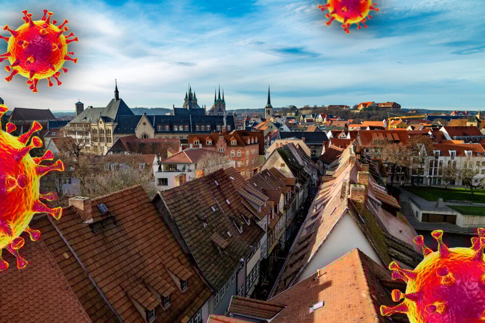 Der Blick über die thüringische Landeshauptstadt Erfurt. Im Freistaat steigt die Corona-Inzidenz leicht (Symbolbild).
