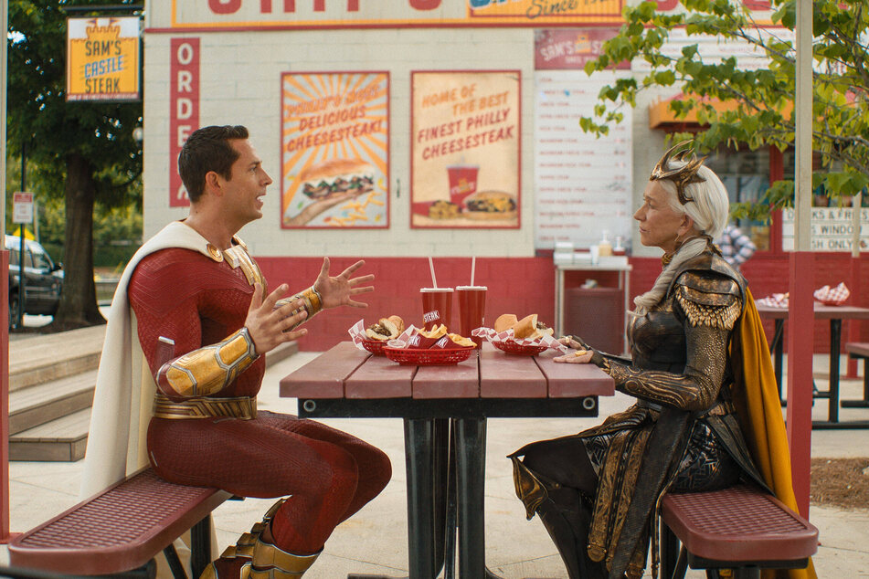 Helen Mirren (r) plays one of the daughters of Atlas that seeks to eliminate Billy Batson and his siblings in the Shazam sequel.