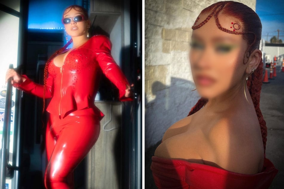 Sexy in rotem Latex: Welche Pop-Diva zeigt hier ihren neuen Look?