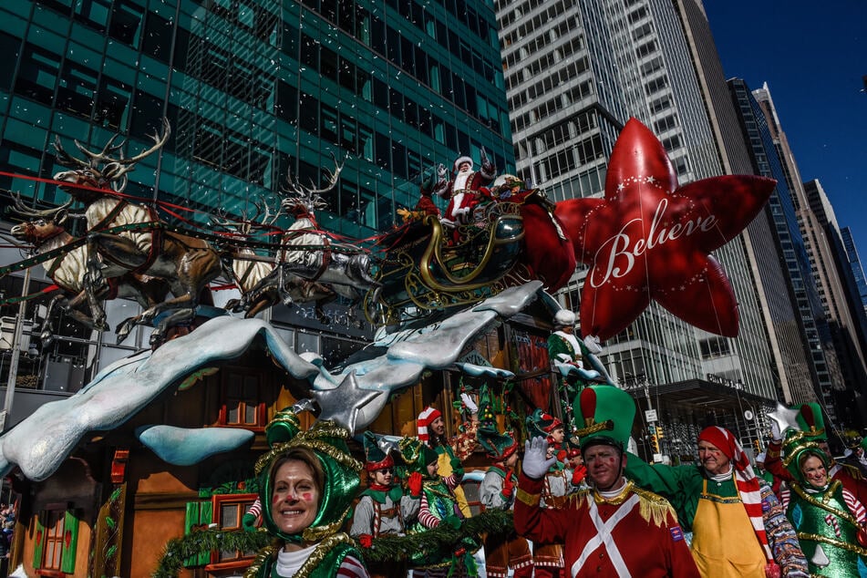 Santa Claus participates in Macy's annual Thanksgiving Day Parade on November 23, 2023, in New York City.