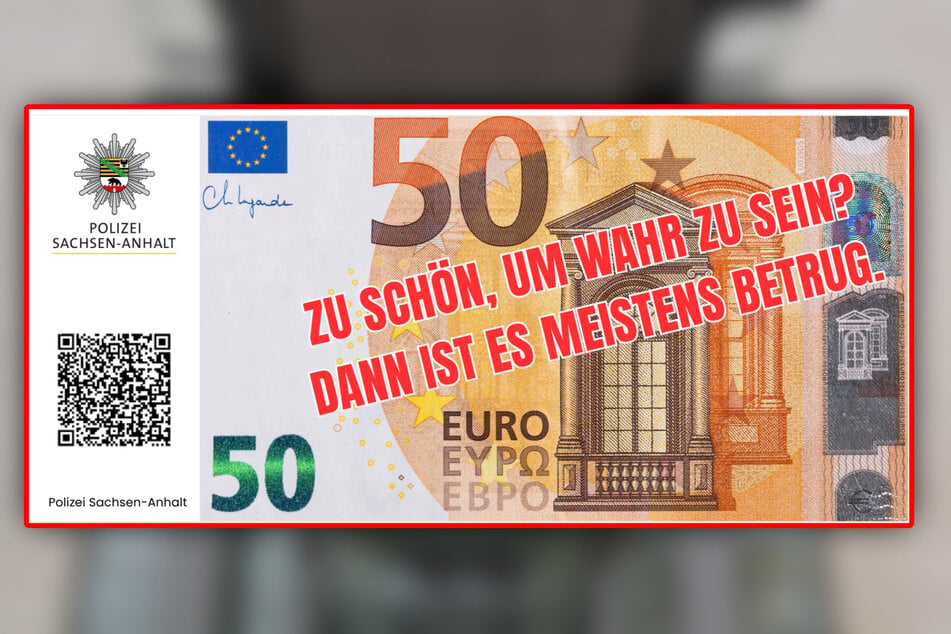 Dabei werden Flyer verteilt, die wie 50-Euro-Scheine aussehen.