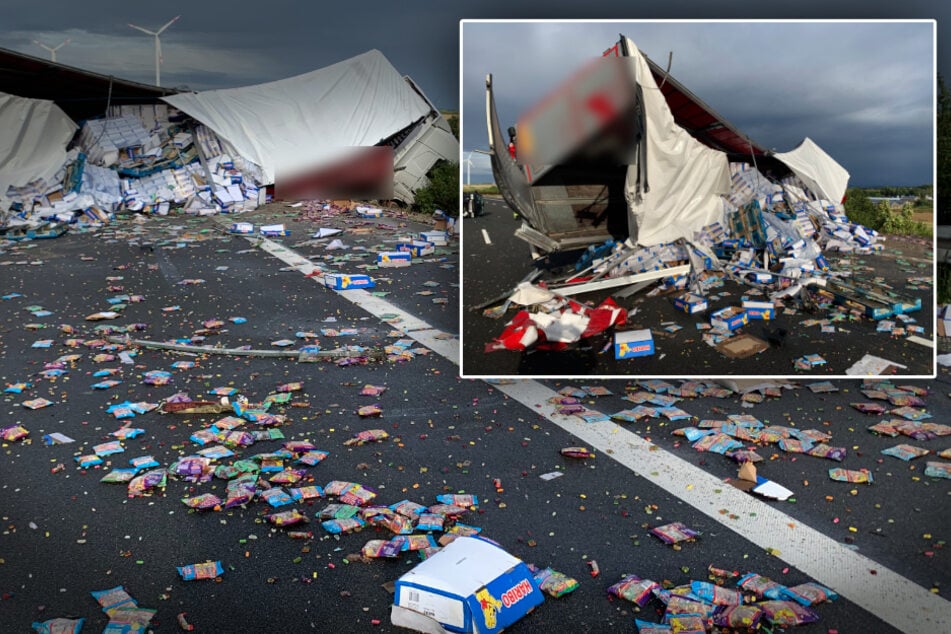 Unfall A4: Gummibär-Laster blockiert A4 in Sachsen: 273.000 Euro Schaden!