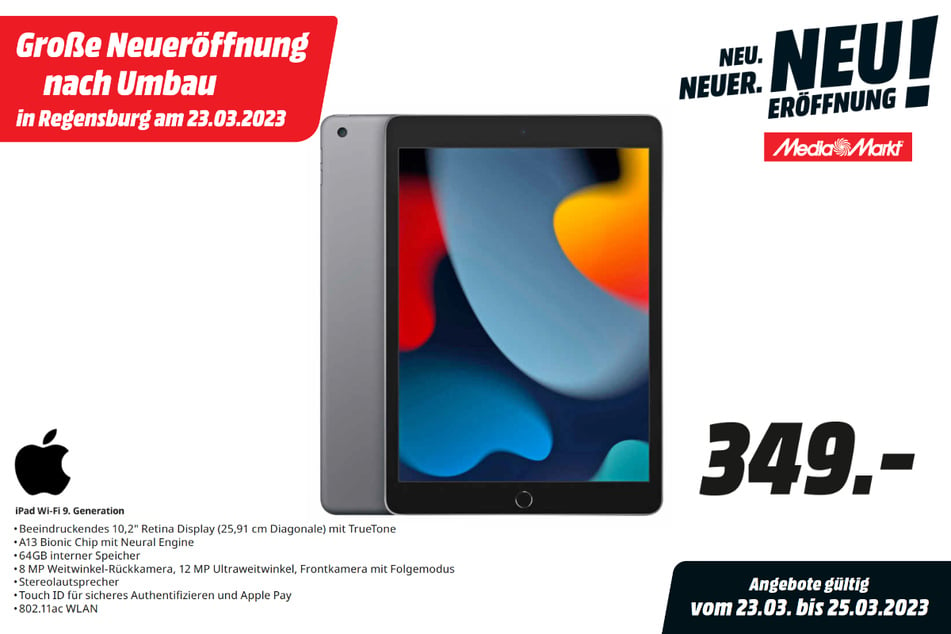 Apple iPad für 349 statt 429 Euro.