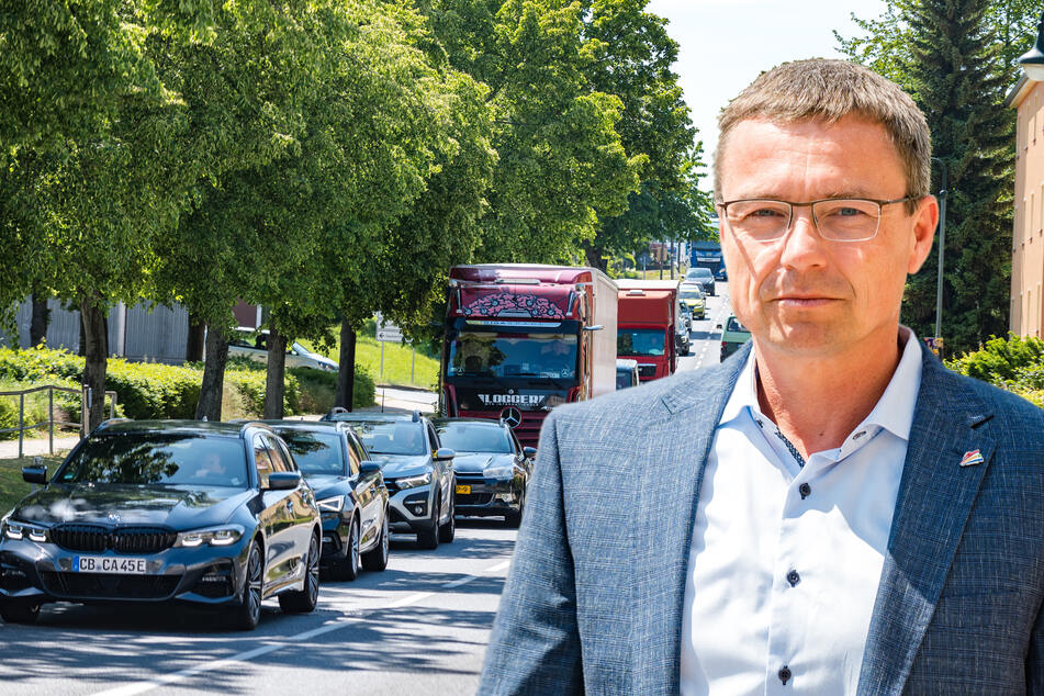 Seit die Bauarbeiten auf der A4 begonnen haben, staut sich's auf der Autobahn. Der Ausweichverkehr über Wilsdruff macht Bürgermeister Ralf Rother (51, CDU) zu schaffen.