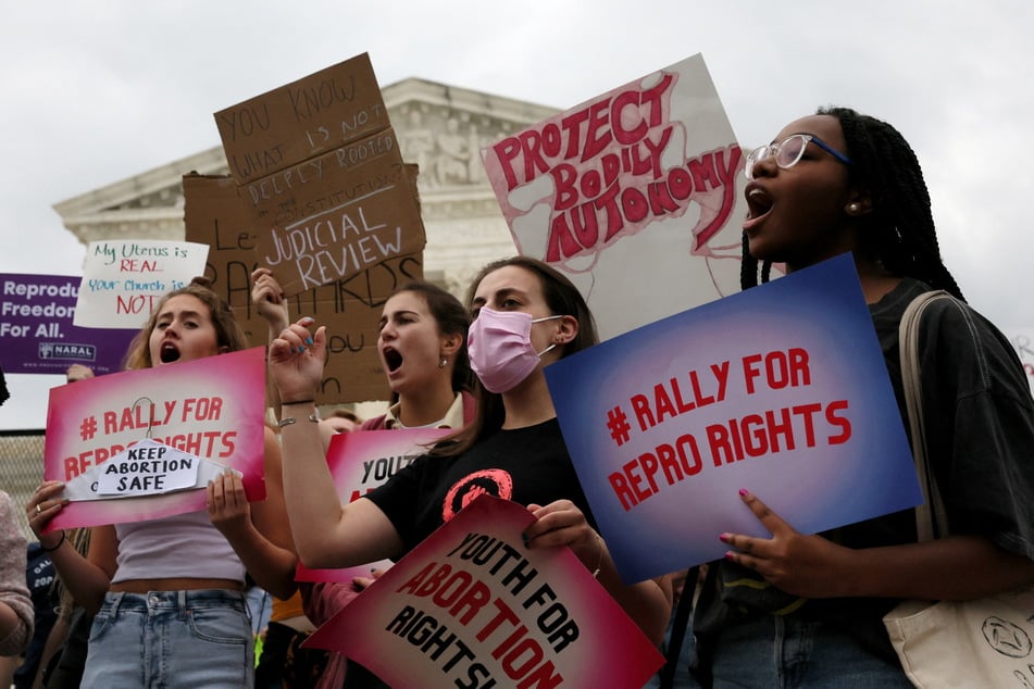 Gen-Z activists rally for abortion rights outside the US Supreme Court.