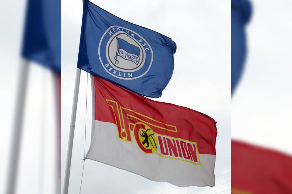 So einträchtig wehen die Fahnen von Hertha BSC und Union Berlin in der Hauptstadt selten nebeneinander.