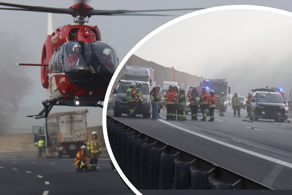 Unfall A6: Porsche, Kleinbus und zwei Lkw beteiligt: Schwere Karambolage legt A6 lahm