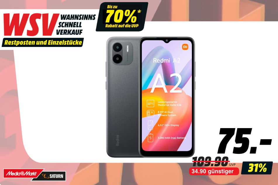 Xiaomi Redmi A2 für 75 statt 109,90 Euro.