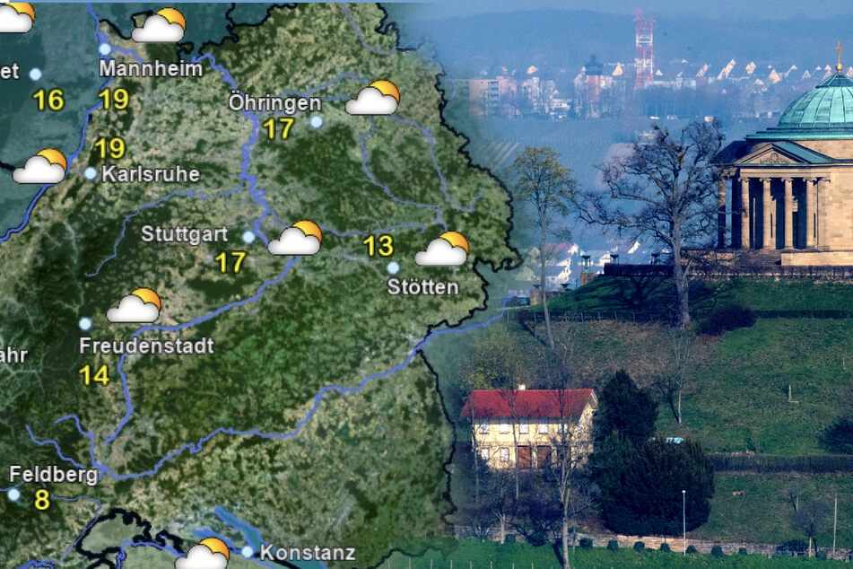 So wird das Wetter zum Wochenstart in Baden-Württemberg. (Fotomontage)
