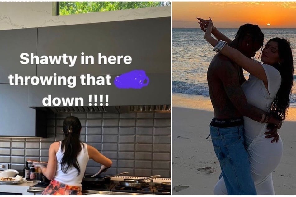 Travis Scott praised Kylie Jenner's (l.) cooking skills and more in a rare Instagram post.