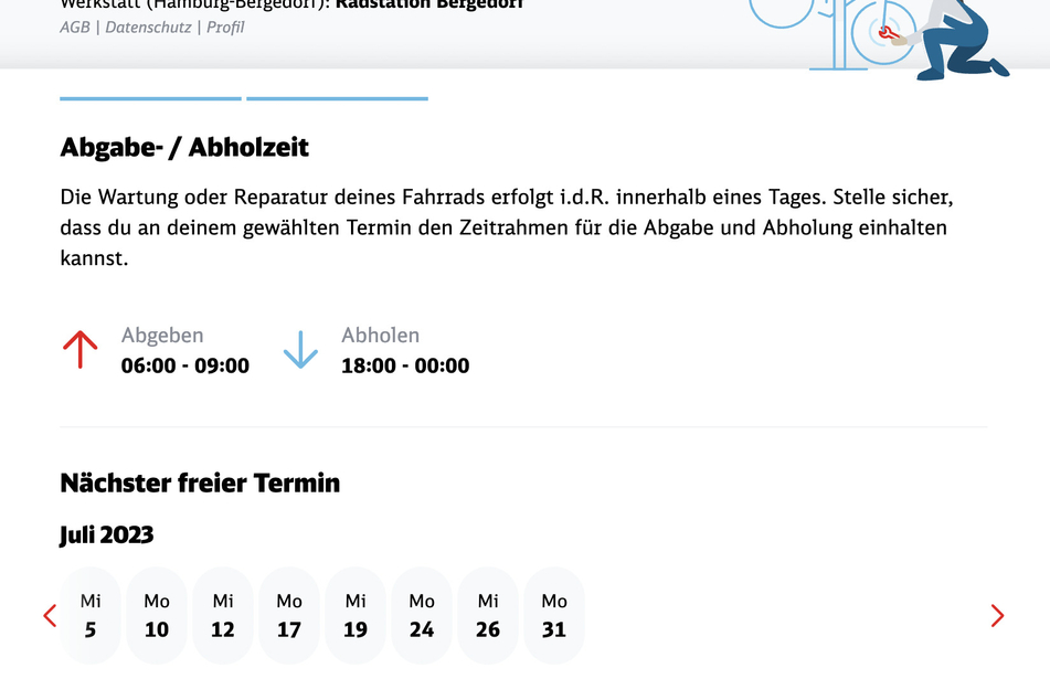 Über das Online-Portal der Deutschen Bahn kann ein Service-Termin gebucht werden.