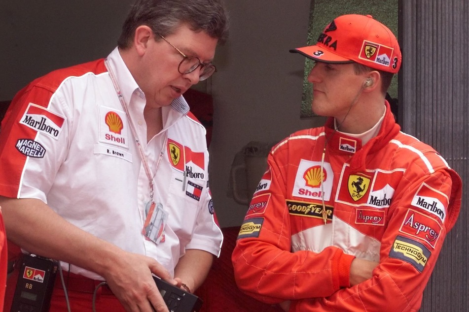 Michael Schumacher (54, r.) und sein Chef-Entwickler Ross Brawn (68).