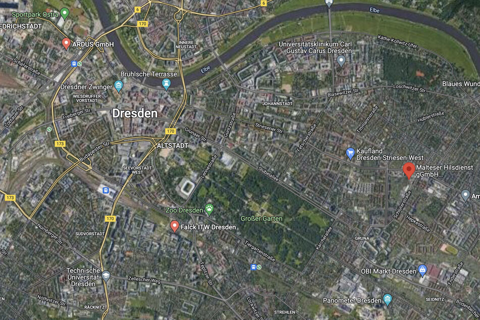 Die Malteser Rettungswache Striesen liegt östlich des Dresdner Stadtzentrums.