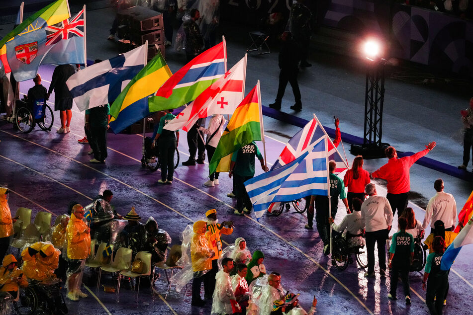 Delegations parade during the Paris 2024 Paralympic Games Closing Ceremony at the Stade de France, in Saint-Denis, in the outskirts of Paris, on Sunday.