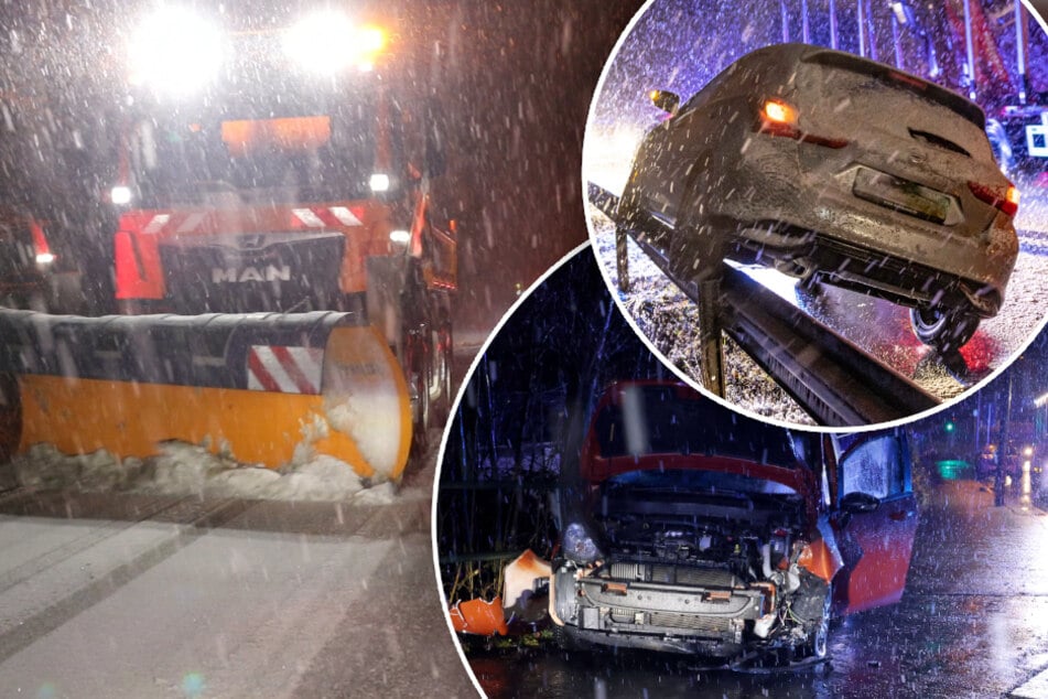 Schnee-Chaos in Chemnitz und Umgebung! Autos schlittern von der Straße, zahlreiche Unfälle