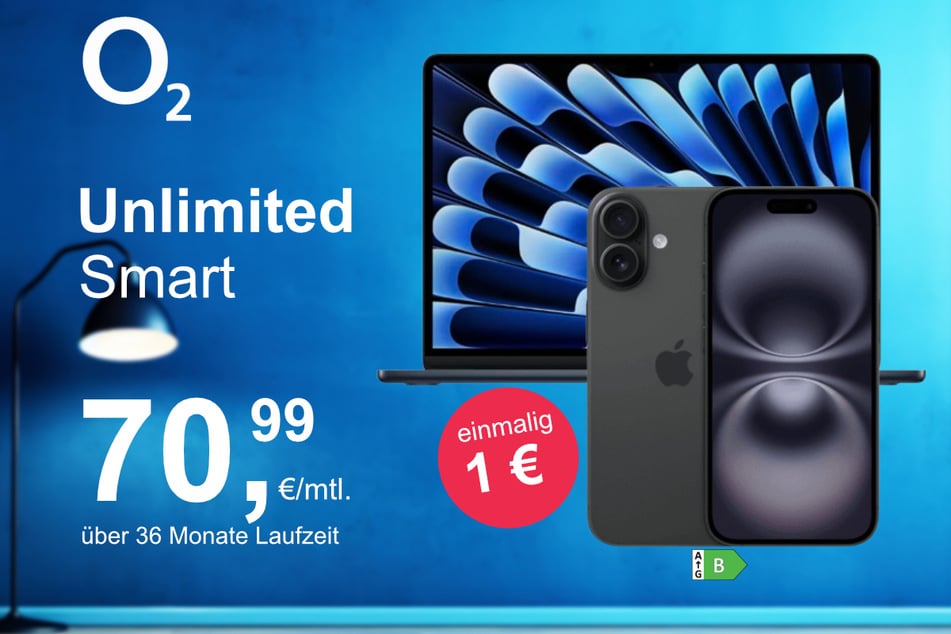 Das iPhone 16 mit MacBook Air 13 im Bundle für nur 1 Euro exklusiv bei o2.