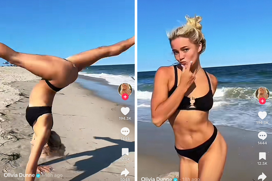Olivia Dunne goes viral with impressive beach gymnastics routine