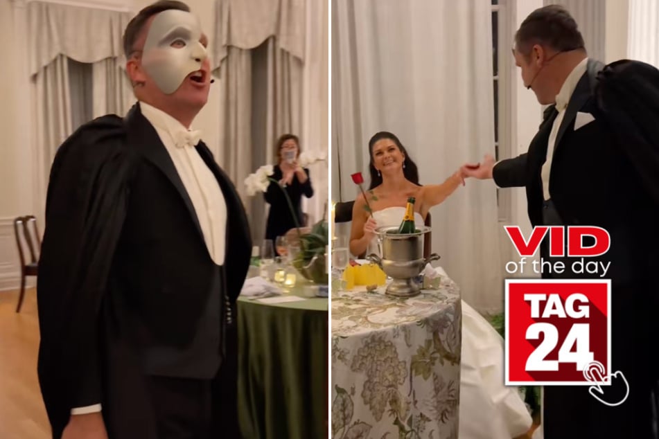 viral videos: Viral Video of the Day for February 12, 2026: Phantom of the Opera crashes wedding reception in epic surprise!