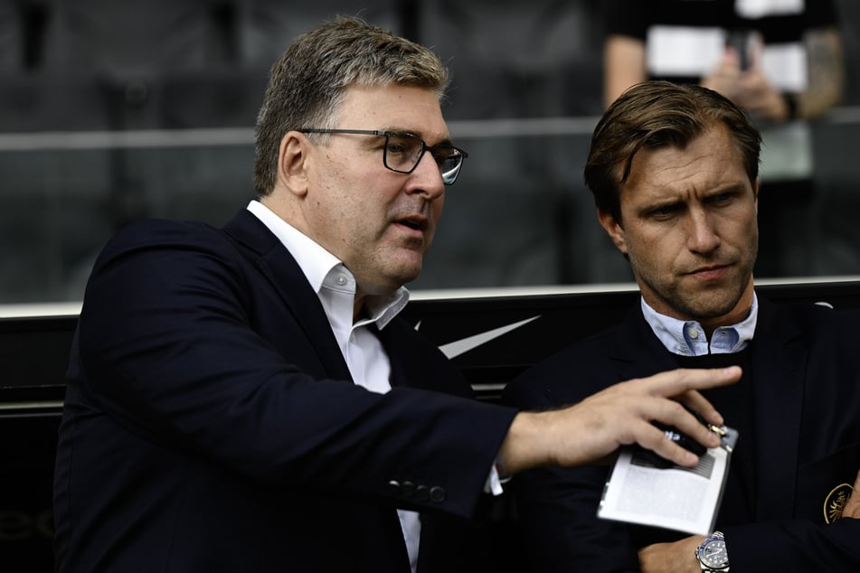 Vorstandssprecher Axel Hellmann (l.) und Sportvorstand Markus Krösche pflegen bei Eintracht Frankfurt ein gutes Arbeitsverhältnis.