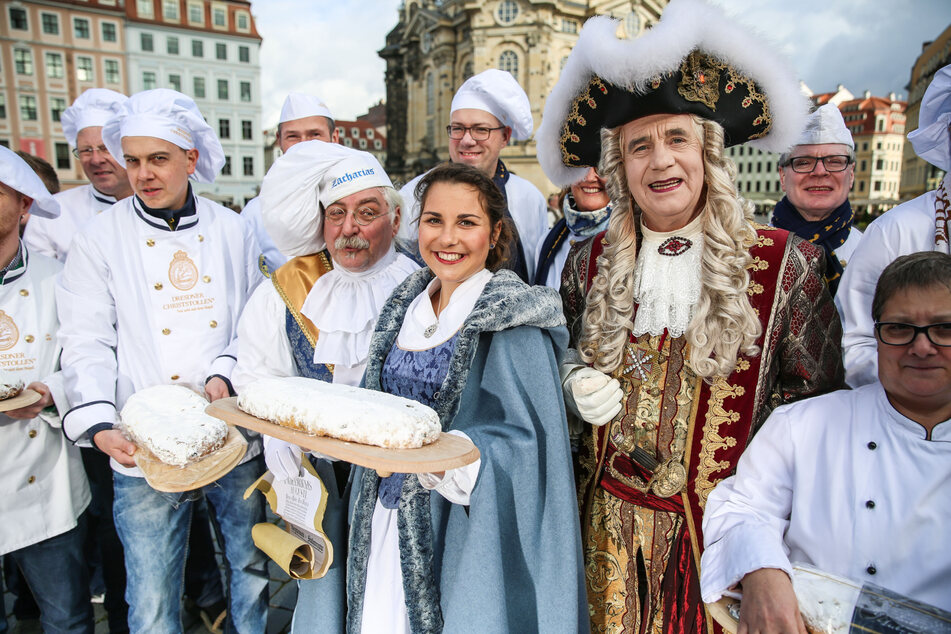 Beim Saisonstart der Dresdner Stollenbäcker war Klaus-Dietmar Matthes als Kurfürst August der Starke immer mit dabei.