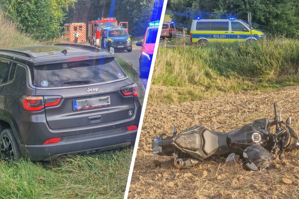 100 Meter weit geschleudert: Rettungshelis bringen zwei Biker in Klinik