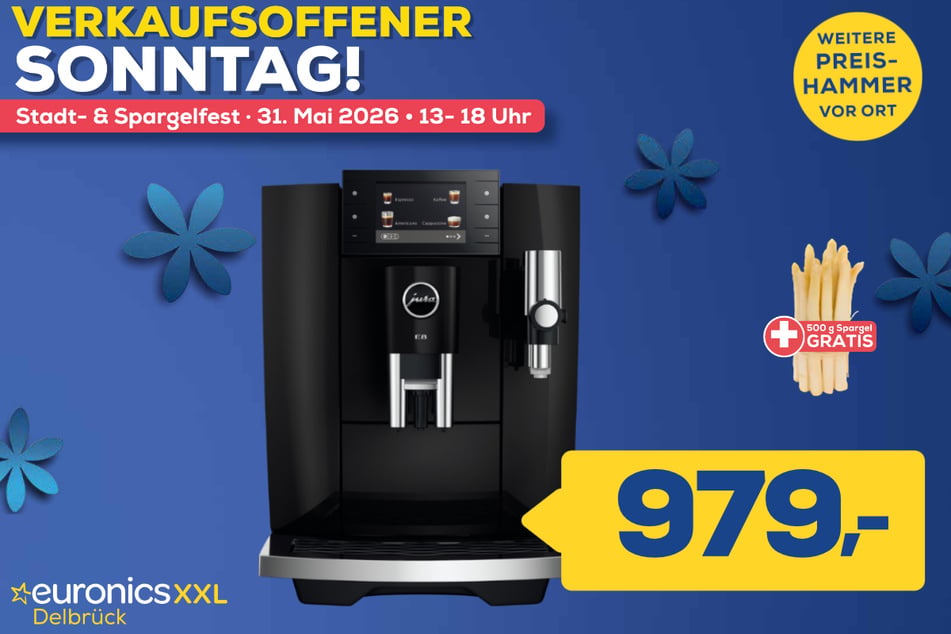 Jura-Kaffeevollautomat E8 (ED) für 979 Euro (500 Gramm Spargel gratis).