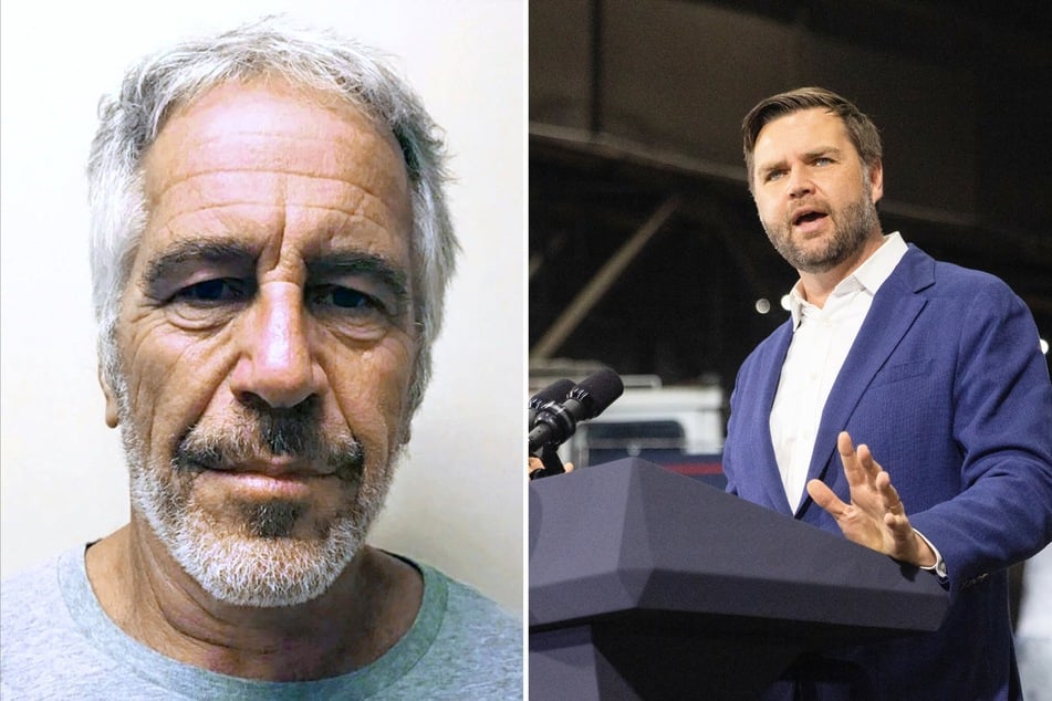 Vice President JD Vance (r.) recently defended President Donald Trump and his administration after he was asked about the Jeffrey Epstein (l.) files.