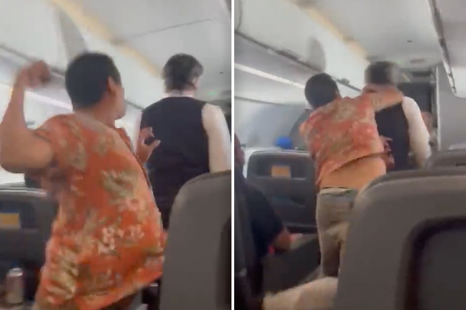 All of a sudden, the 33-year-old passenger ran up to the flight attendant and hit him in the head from behind!