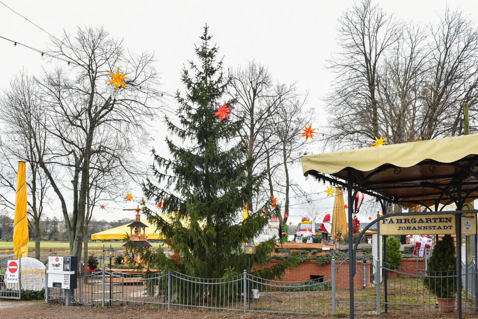 Der komplette Fährgarten verwandelt sich in ein kleines Weihnachts-Winter-Dorf am Elbufer.
