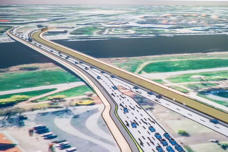 Muss die neue Carolabrücke über die gesamte Länge vier Spuren haben? Planer von Schüßler-Plan/DKFS Architekten zeigten eine Kompromisslösung.