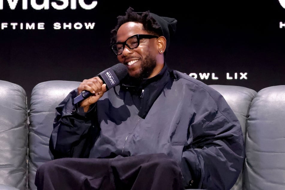 Kendrick Lamar speaks during the Super Bowl LVIX Pregame &amp; Apple Music Super Bowl LVIX Halftime Show Press Conference on Thursday in New Orleans, Louisiana.