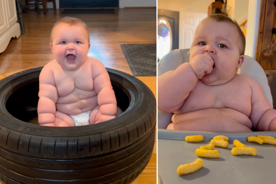 Baby Axyl kam mit knapp über drei Kilogramm auf die Welt - nach acht Monaten bringt der Kleine bereits über 18 Kilogramm auf die Waage.